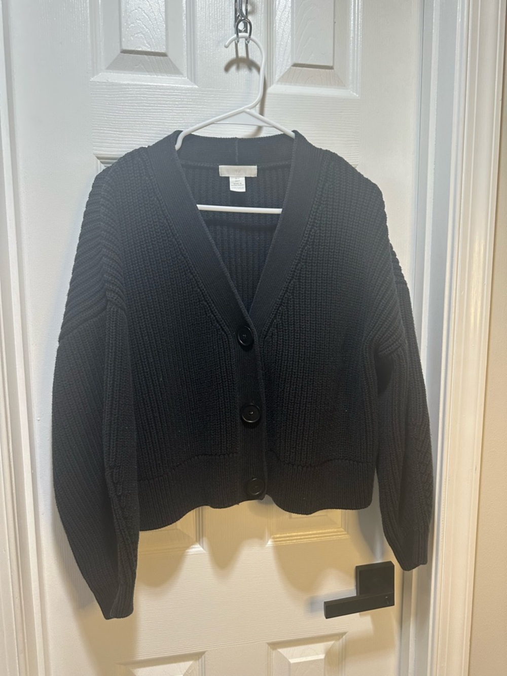 H&M Black Chunky V-Neck Button Cardigan